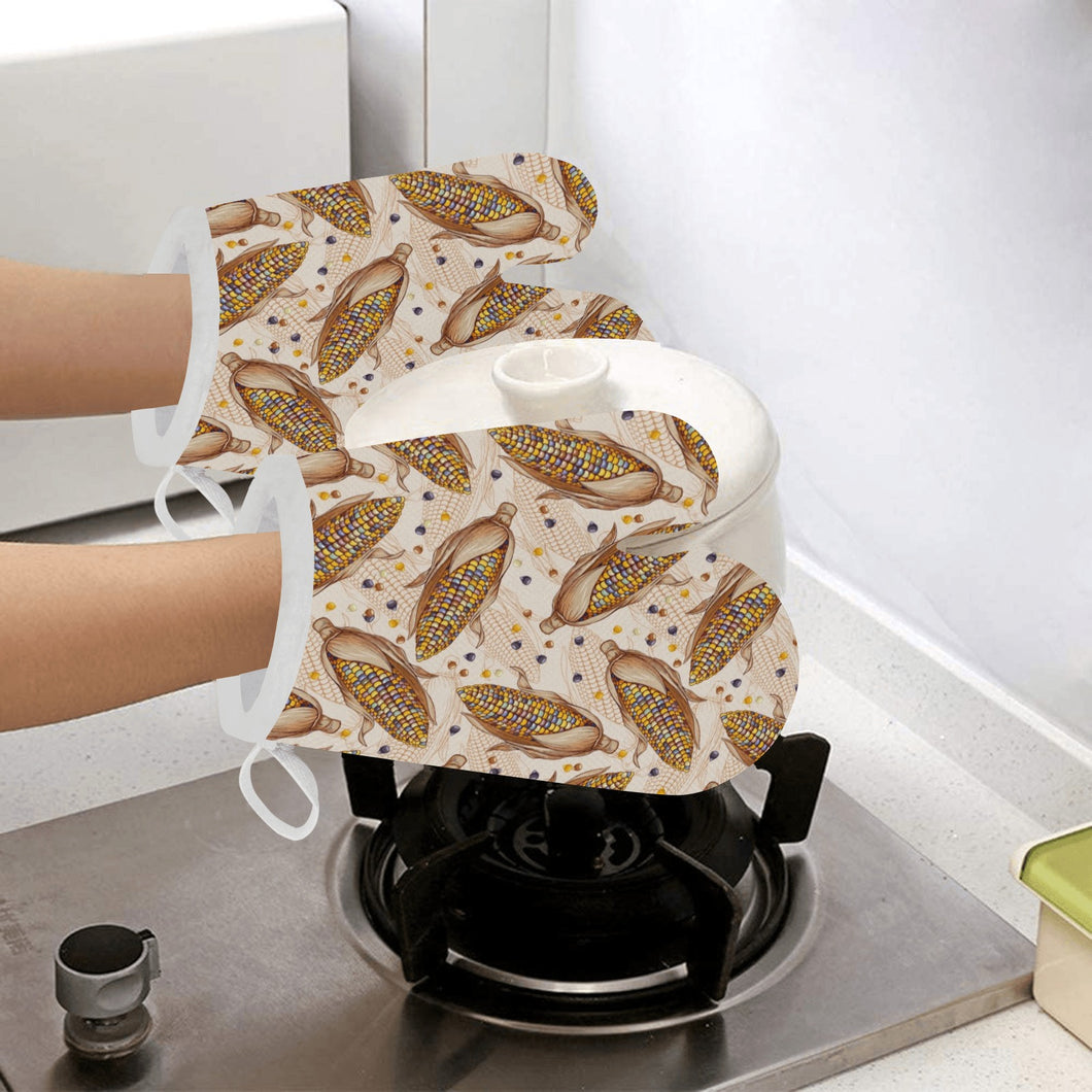 Corn Pattern Print Design 03 Heat Resistant Oven Mitts