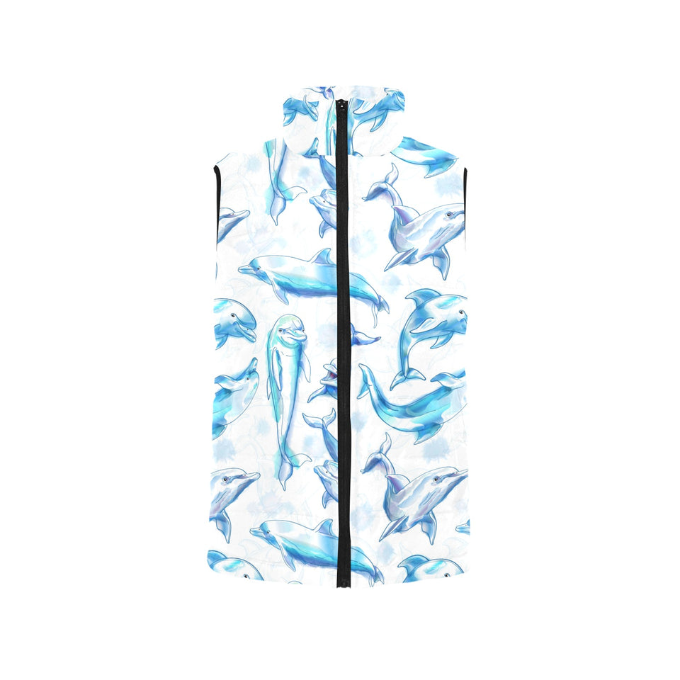 Watercolor dolphin pattern Women's Padded Vest