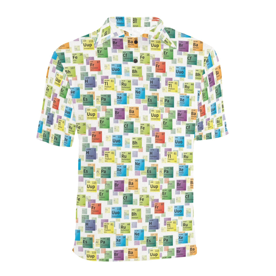Chemistry Periodic Table Pattern Print Design 05 Men's All Over Print Polo Shirt