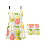 Guava design pattern Chest Sexy Pleated Two Piece Swim Dress