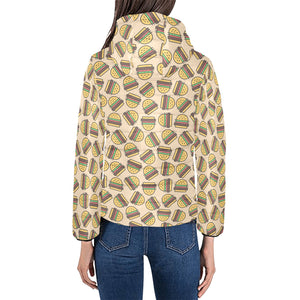 Hamburger Pattern Print Design 01 Women's Padded Hooded Jacket