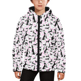 Greyhound Pattern Print Design 02 Kids' Boys' Girls' Padded Hooded Jacket