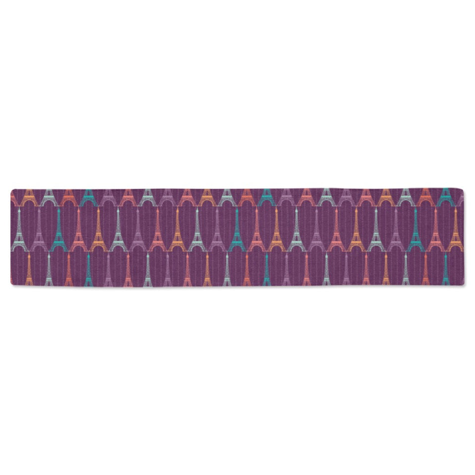 Eiffel Tower Pattern Print Design 05 Table Runner