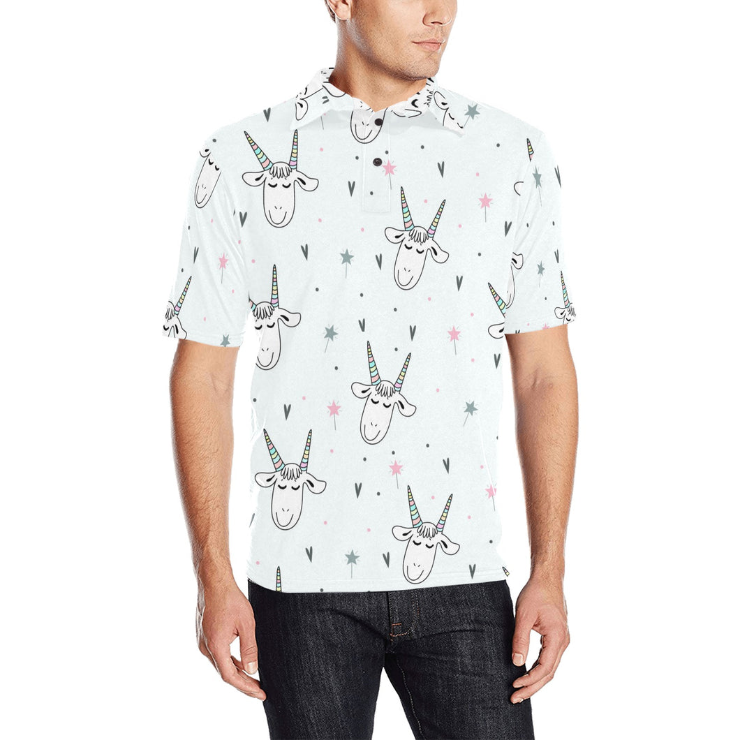 Cute goat design pattern Men's All Over Print Polo Shirt