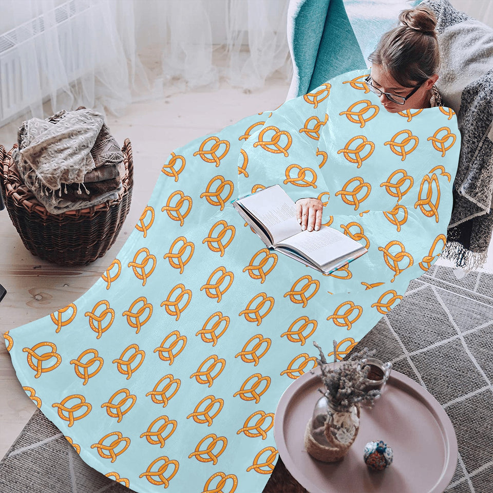 Pretzels Pattern Print Design 03 Blanket Robe with Sleeves