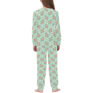 Hippopotamus Pattern Print Design 02 Kids' Boys' Girls' All Over Print Pajama Set