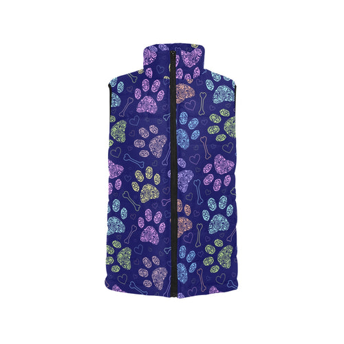 Dog Paws Pattern Print Design 02 Men's Padded Vest
