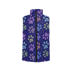 Dog Paws Pattern Print Design 02 Men's Padded Vest