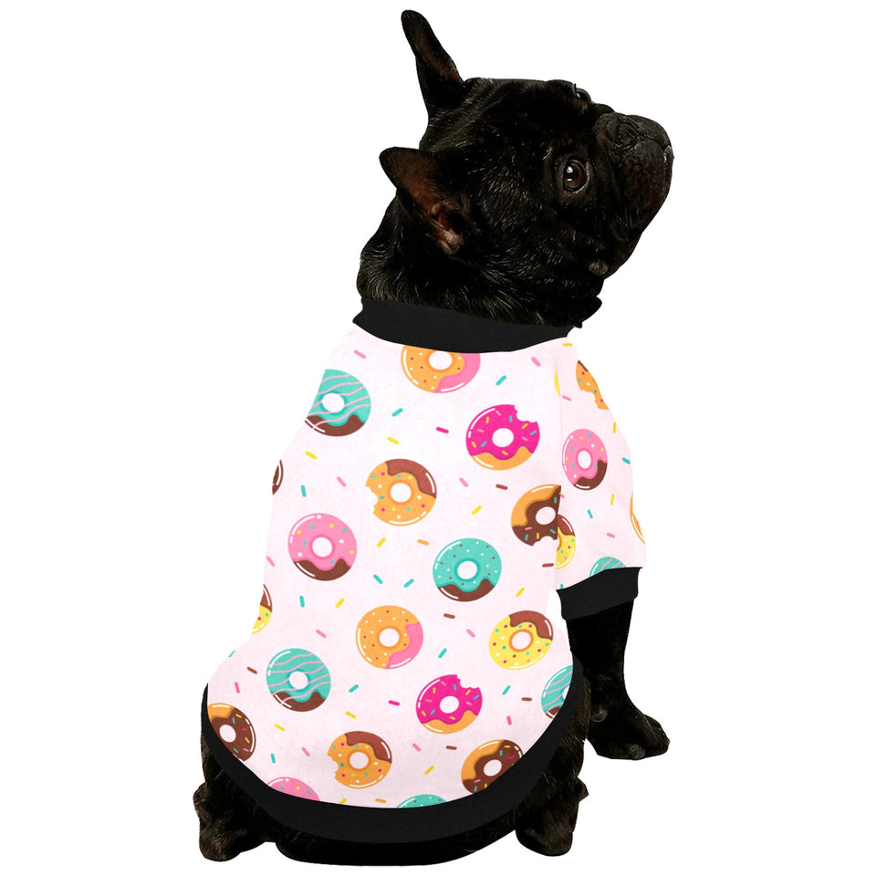 Donut pattern glaze pink background All Over Print Pet Dog Round Neck Fuzzy Shirt