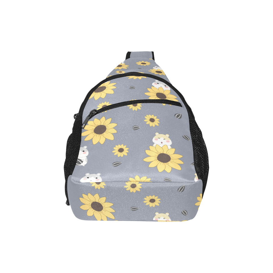 Cute hamster sunflower pattern background All Over Print Chest Bag