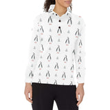 Penguin pattern Women's Long Sleeve Polo Shirt