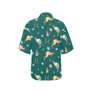 Kangaroo leaves pattern Women's All Over Print Hawaiian Shirt