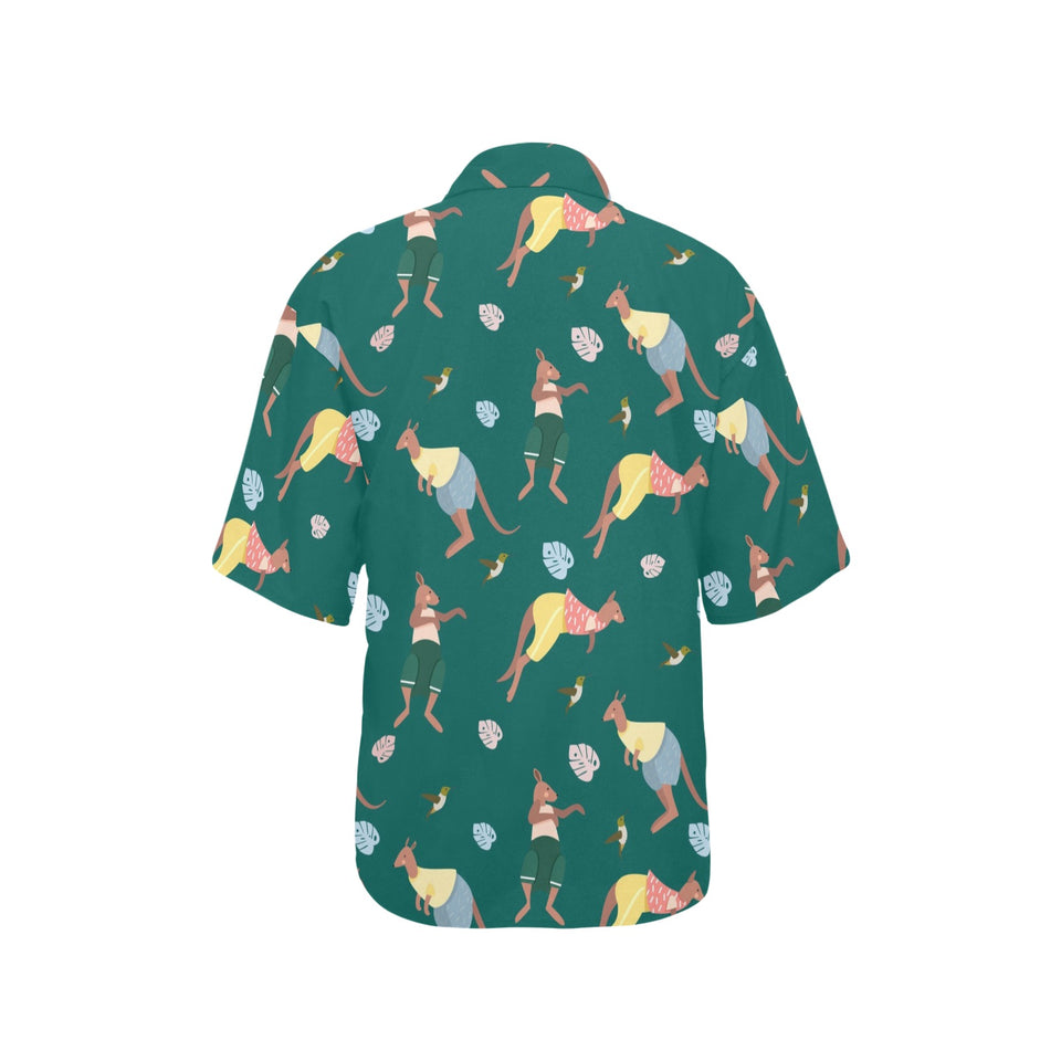 Kangaroo leaves pattern Women's All Over Print Hawaiian Shirt