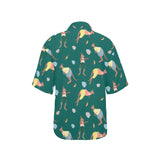 Kangaroo leaves pattern Women's All Over Print Hawaiian Shirt
