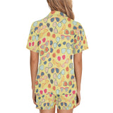 Sun Glasses Pattern Print Design 05 Women's V-Neck Short Pajama Set