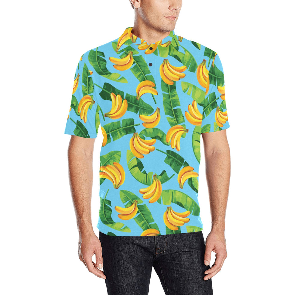 banana leaves banana design pattern Men's All Over Print Polo Shirt