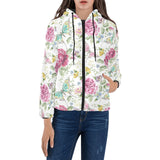Hand drawn butterfly rose Women's Padded Hooded Jacket