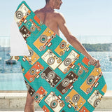 Camera Pattern Print Design 03 Beach Towel