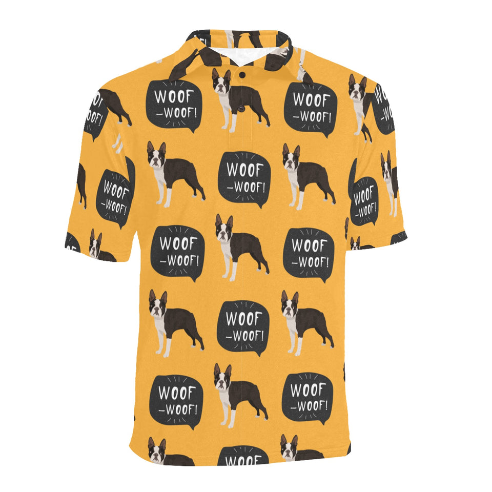 Boston terrier design pattern Men's All Over Print Polo Shirt