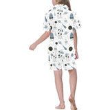 Hand drawn space elements space rocket star planet Kids' Boys' Girls' V-Neck Short Pajama Set