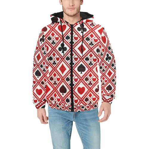 Casino Cards Suits Pattern Print Design 03 Men's Padded Hooded Jacket
