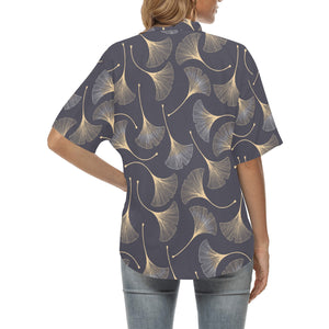 Gold ginkgo leaves Women's All Over Print Hawaiian Shirt