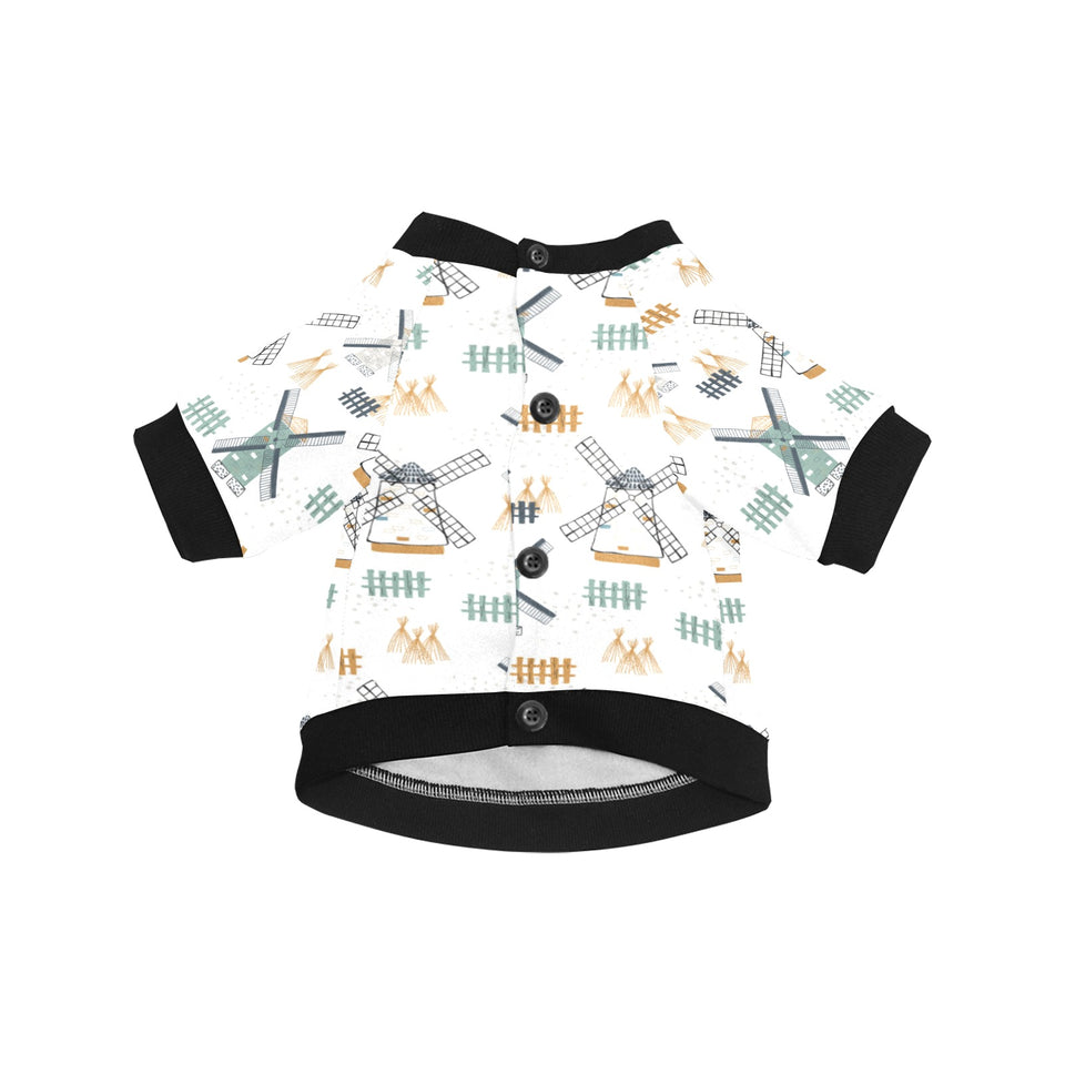 windmill pattern All Over Print Pet Dog Round Neck Fuzzy Shirt
