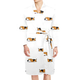 Cute beagle dog sleeping pattern Men's Long Sleeve Belted Night Robe