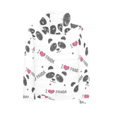 Hand Drawn faces of pandas pattern Men's Padded Hooded Jacket
