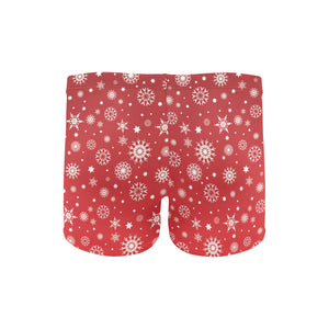 Snowflake pattern red background Men's Swimming Trunks