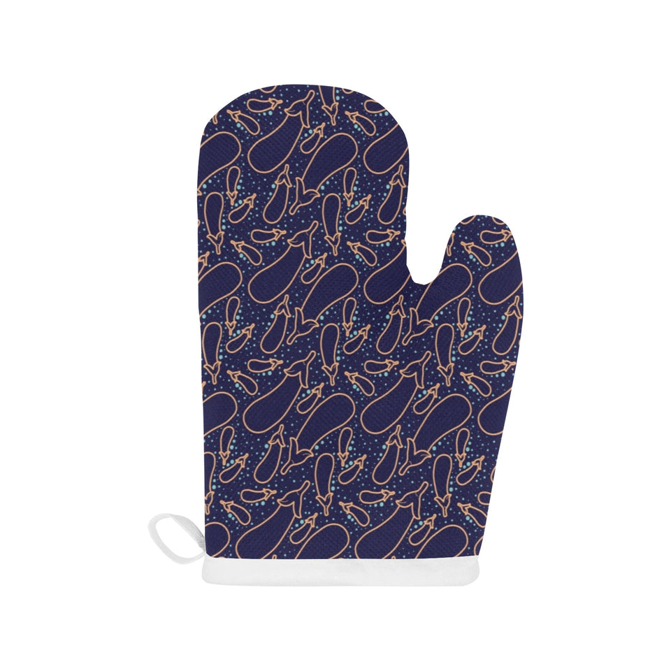 Eggplant Pattern Print Design 04 Heat Resistant Oven Mitts