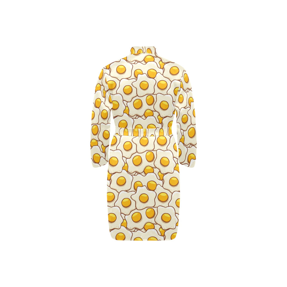Fried Eggs Pattern Print Design 02 Men's Long Sleeve Belted Night Robe