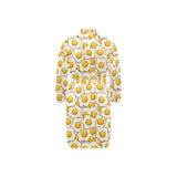 Fried Eggs Pattern Print Design 02 Men's Long Sleeve Belted Night Robe