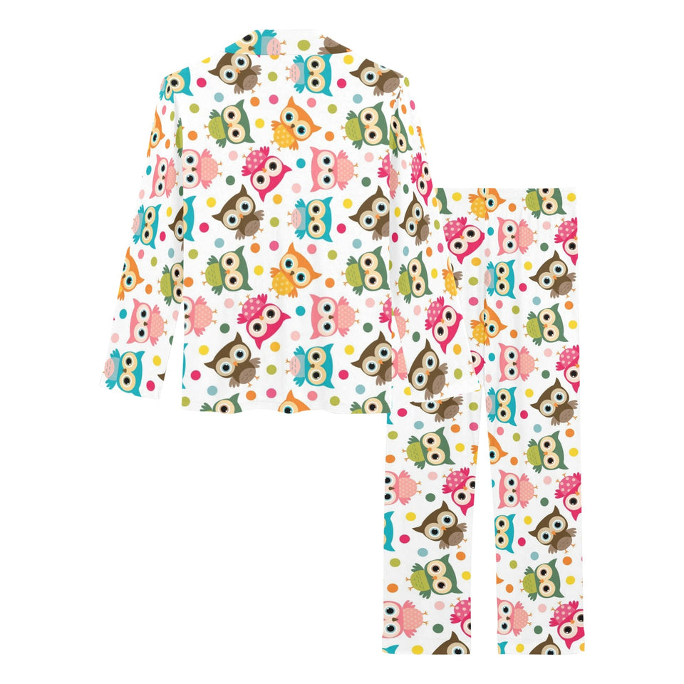 Color cute owl pattern Women's Long Pajama Set