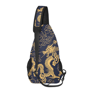Gold dragon pattern All Over Print Chest Bag