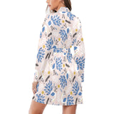 Cute peacock pattern Women's Long Sleeve Belted Night Robe