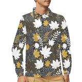 Beautiful gold autumn maple leaf pattern Men's Long Sleeve Polo Shirt