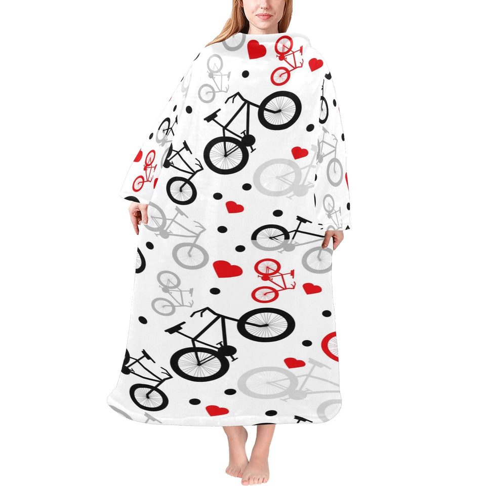 Bicycle Pattern Print Design 04 Blanket Robe with Sleeves