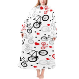 Bicycle Pattern Print Design 04 Blanket Robe with Sleeves