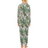 Toucan tropical green jungle palm pattern Women's All Over Print Pajama Set