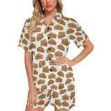 Sandwich Pattern Print Design 02 Women's V-Neck Short Pajama Set