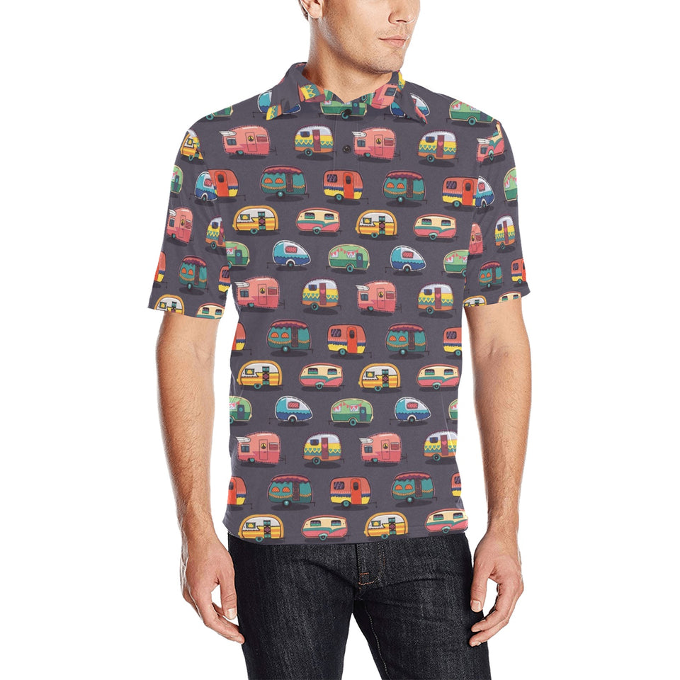Camper Van Pattern Print Design 02 Men's All Over Print Polo Shirt