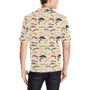 Mustache Beard Pattern Print Design 03 Men's All Over Print Polo Shirt