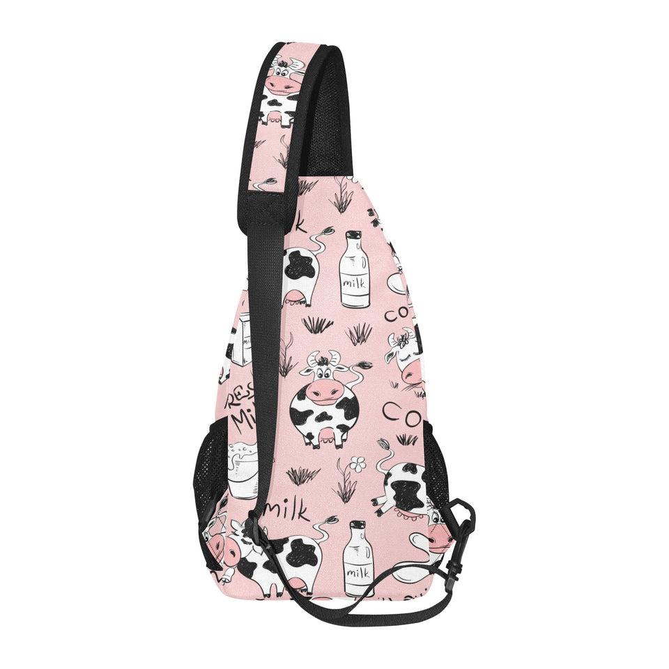 Cows milk product pink background All Over Print Chest Bag