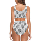 Hand drawn french fries pattern Chest Bowknot High Waisted Bikini Swimsuit