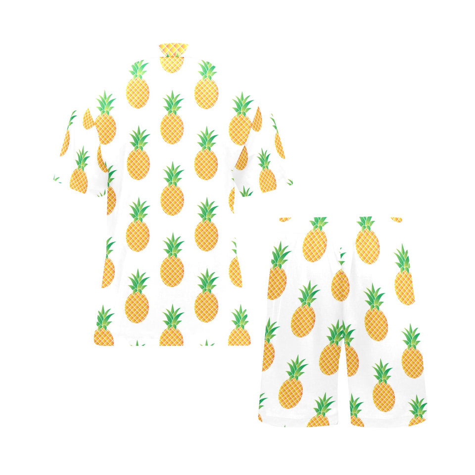 Pineapples pattern Men's V-Neck Short Pajama Set