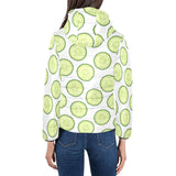 Cucumber slices pattern Women's Padded Hooded Jacket