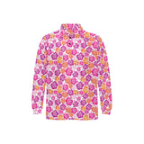 Hibiscus Pattern Print Design 01 Men's Long Sleeve Polo Shirt