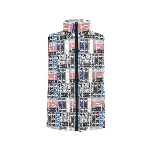 Skate Board Pattern Print Design 04 Men's Padded Vest