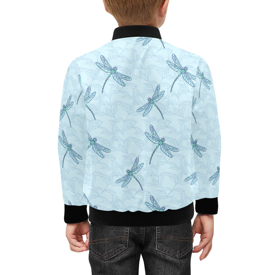 Dragonfly pattern blue background Kids' Boys' Girls' Bomber Jacket